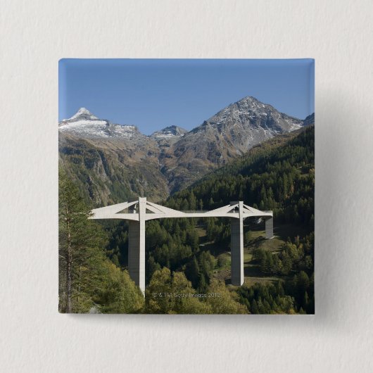 Snelwegbrug in de Alpen Vierkante Button 5,1 Cm (Voorkant)