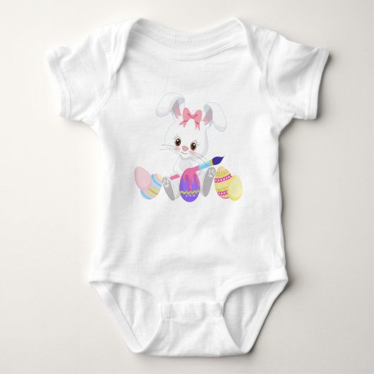 SNELWIT EENVOUDIGER BUNNY PAINING EIEREN ROMPER (Voorkant)