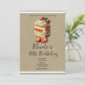 Snice of Strawberry Shortcake Verjaardagsfeestje Kaart (Staand voorkant)