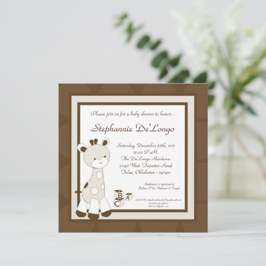 Snicker Doodle Giraff Baby shower Uitnodiging (Staand voorkant)