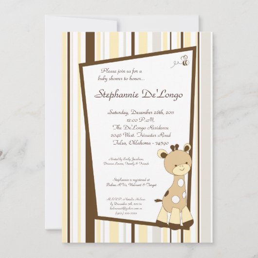Snicker Doodle Giraffe Baby shower Invitation Kaart (Voorkant)