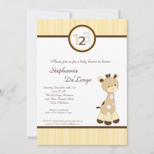 Snicker Doodle Giraffe Baby shower Invitation Kaart (Voorkant)
