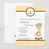 Snicker Doodle Giraffe Baby shower Invitation Kaart (Voorkant / Achterkant)