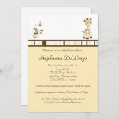 Snicker Doodle Giraffe Baby shower Invitation Kaart (Voorkant / Achterkant)