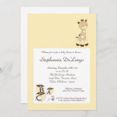 Snicker Doodle Giraffe Baby shower Invitation Kaart (Voorkant / Achterkant)