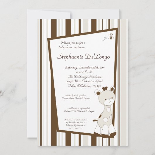 Snicker Doodle Giraffe Baby shower Invitation Kaart (Voorkant)