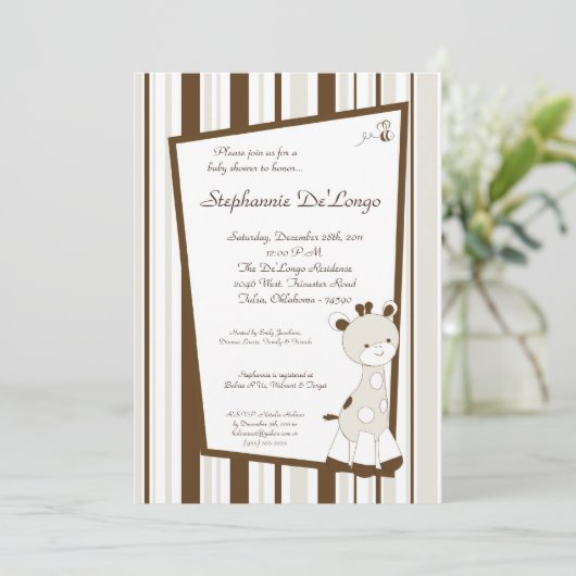 Snicker Doodle Giraffe Baby shower Invitation Kaart (Staand voorkant)