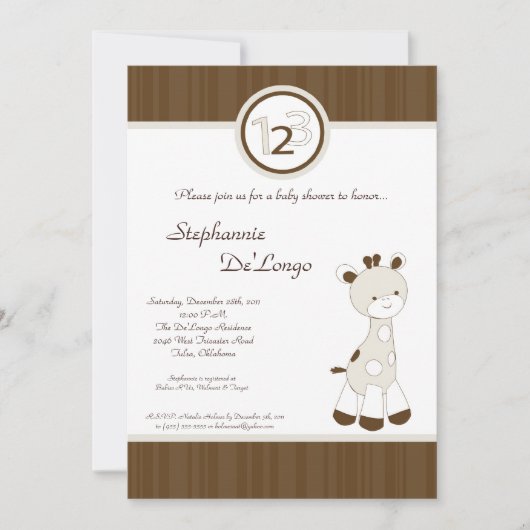 Snicker Doodle Giraffe Baby shower Invitation Kaart (Voorkant)