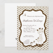 Snicker Doodle Giraffe Baby shower Invitation Kaart (Voorkant / Achterkant)