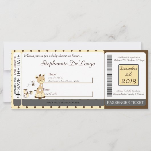 Snicker Doodle Giraffe Baby shower Uitnodiging (Voorkant)