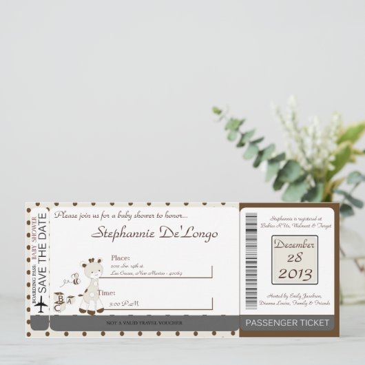 Snicker Doodle Giraffe Baby shower Uitnodiging (Staand voorkant)