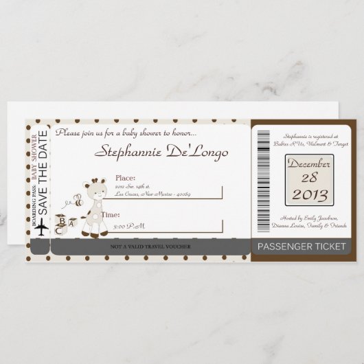 Snicker Doodle Giraffe Baby shower Uitnodiging (Voorkant / Achterkant)