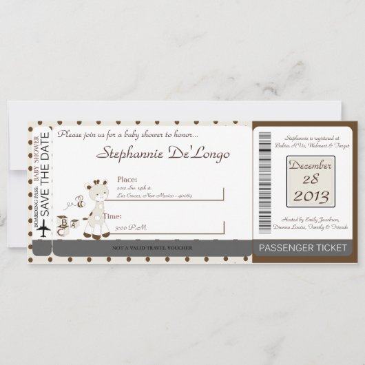 Snicker Doodle Giraffe Baby shower Uitnodiging (Voorkant)