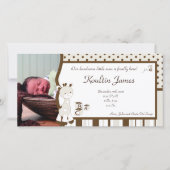 Snicker Doodle Giraffe Foto Geboorte Aankondiging (Voorkant)