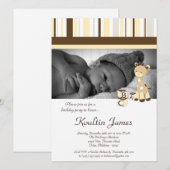 Snicker Doodle Giraffe Geel Verjaardagsuitnodiging Kaart (Voorkant / Achterkant)