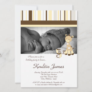 Snicker Doodle Giraffe Geel Verjaardagsuitnodiging Kaart