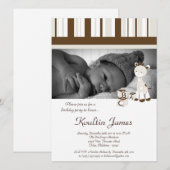 Snicker Doodle Giraffe Grijs Verjaardagsuitnodigin Kaart (Voorkant / Achterkant)