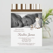 Snicker Doodle Giraffe Grijs Verjaardagsuitnodigin Kaart (Staand voorkant)