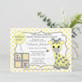 Snickerdoodle Giraffe Baby Shower Invitaties GG Kaart (Staand voorkant)