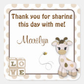 Snickerdoodle Giraffe vierkante stickers (Voorkant)