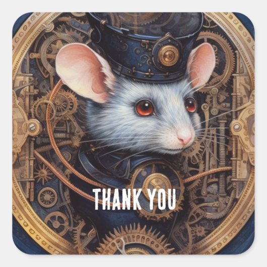 Snickerfur steampunk vierkante sticker (Voorkant)