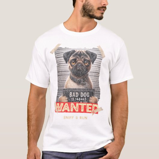 Sniff & Run Pug: Adorable Fugitive on the Loose! T-shirt (Voorkant)
