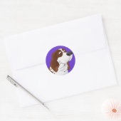 Sniffing Cartoon Basset Hound Ronde Sticker (Envelop)