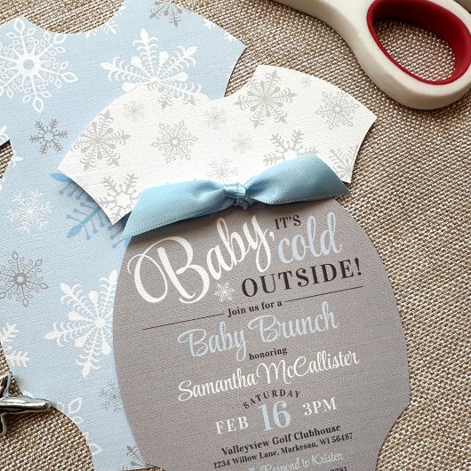 Snij-je-eigen Baby Bodysuit Blauw Sneeuwvlok Douch Kaart