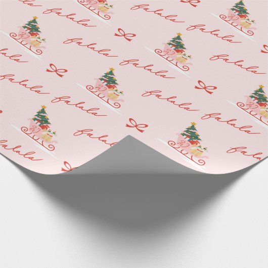 Snij van kerstkledij met korte omhulling cadeaupapier (Hoek)