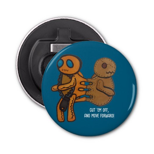 Snij ze af button flesopener (Voorkant)