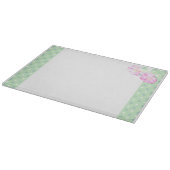 snijbord van glas: twee roze rozen snijplank (Hoek)