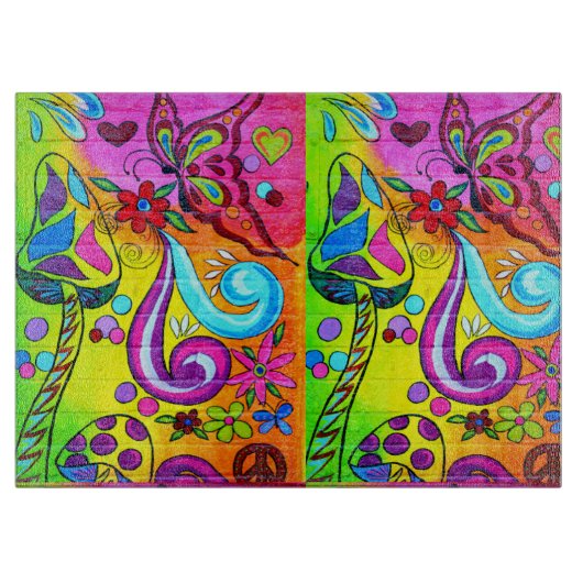 snijbord van paddenstoelen en vlinders snijplank (Voorkant)