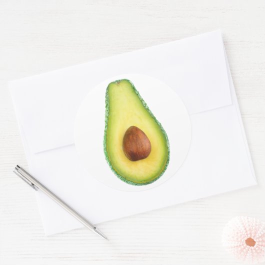 Snijd avocado fruit ronde sticker (Envelop)
