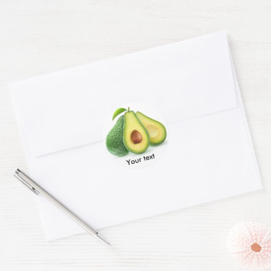 Snijd avocado vruchten ronde sticker (Envelop)