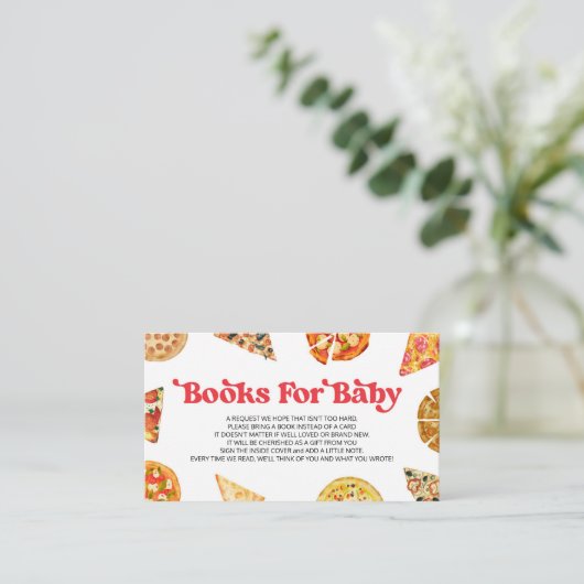 Snijd Baby! Pizza Baby shower Boeken voor Baby Informatiekaartje (Staand voorkant)