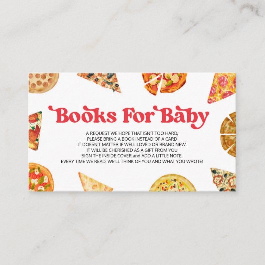 Snijd Baby! Pizza Baby shower Boeken voor Baby Informatiekaartje (Voorkant)
