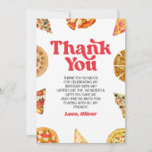 Snijd Baby! Pizza verjaardagsfeestje Bedankkaart (Voorkant)