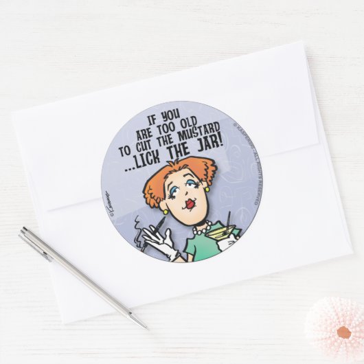 Snijd de mosterd ronde sticker (Envelop)