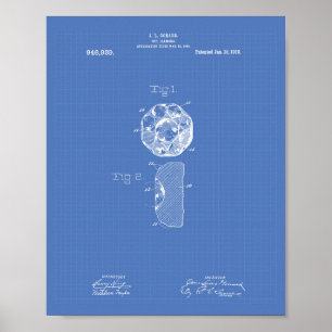 Snijd Diamond 1910: Kunstblauwdruk voor patent Poster