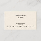 Snijd gele graaf uit met vallende grond visitekaartje (Achterkant)