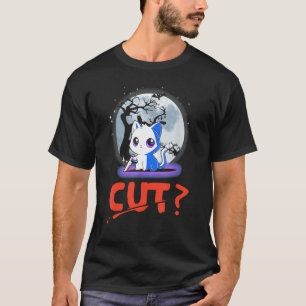 Snijd Halloween Costume Murderous Cat met Bloody K T-shirt