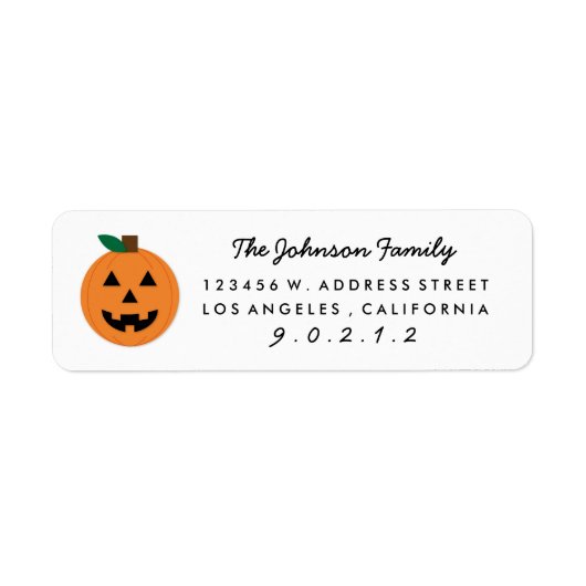 Snijd Halloween Pumpkin Home Retouradres Labels (Voorkant)