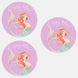 SNIJD MERMAID BABY SHOWER Roze Etiketten Labels