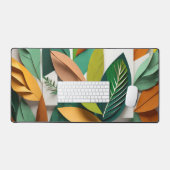 Snijd papieren bladeren in groen en goud bureaumat (Keyboard & Muis)