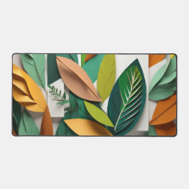 Snijd papieren bladeren in groen en goud bureaumat