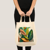 Snijd papieren bladeren in groen en goud tote bag (Voorkant (product))