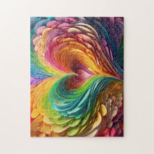 Snijd papieren harten in regenboogkleuren legpuzzel