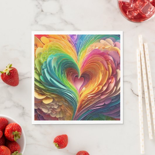 Snijd papieren harten in regenboogkleuren servet (Insitu)