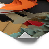 Snijd papieren vos tussen de bomen poster (Hoek)