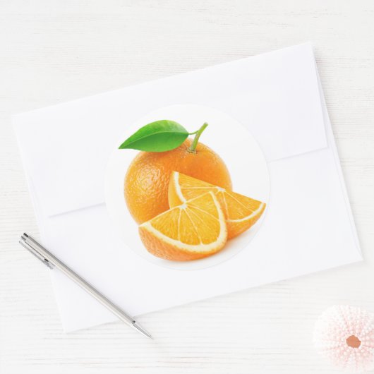 Snijd sinaasappels ronde sticker (Envelop)